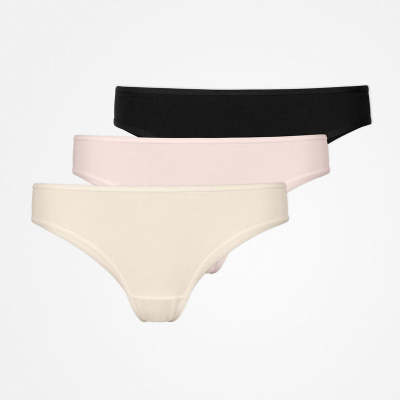 Brazilian Slips aus Bio-Baumwolle Mix (Hellbeige/Rose/Schwarz)