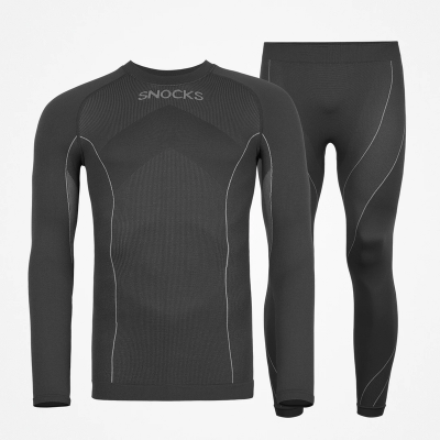 Thermounterwäsche Herren mit Daumenloch aus recyceltem Polyester Grau