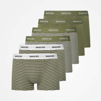 Boxershorts mit Streifen aus Bio-Baumwolle Olivgrüne Streifen