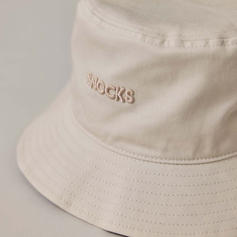 Bucket Hat aus Bio-Baumwolle Beige/Lila