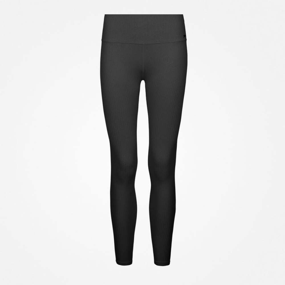 Gerippte Leggings aus recyceltem Polyamid Schwarz