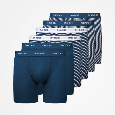 Lange Boxershorts mit Streifen aus Bio-Baumwolle Blau (Streifen)
