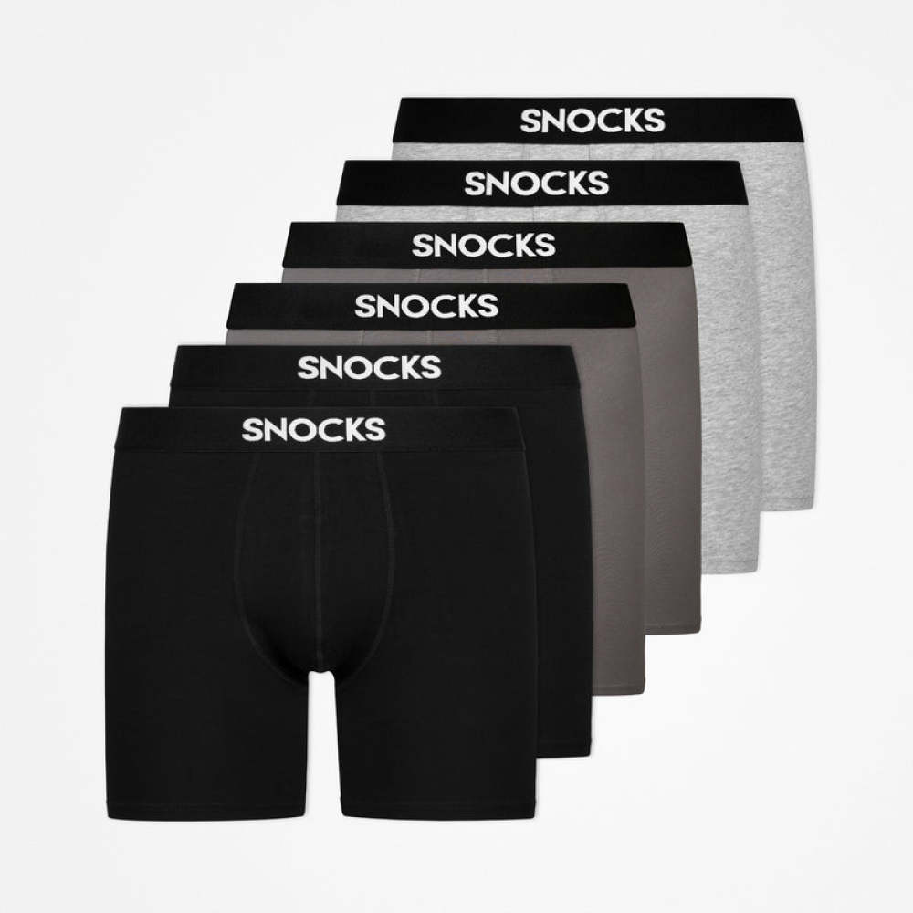Lange Boxershorts aus Bio-Baumwolle Mix (Schwarz/Grau/Hellgrau)