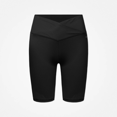 Radlerhose Damen V Cross aus recyceltem Polyester Schwarz