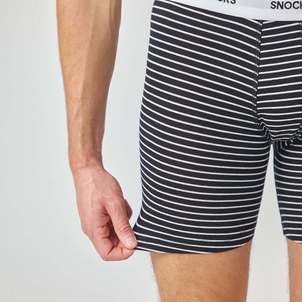Lange Boxershorts mit Streifen aus Bio-Baumwolle Schwarz (Streifen)
