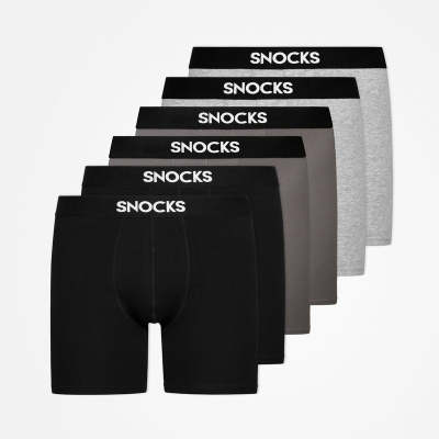 Lange Boxershorts aus Bio-Baumwolle Mix (Schwarz/Grau/Hellgrau)
