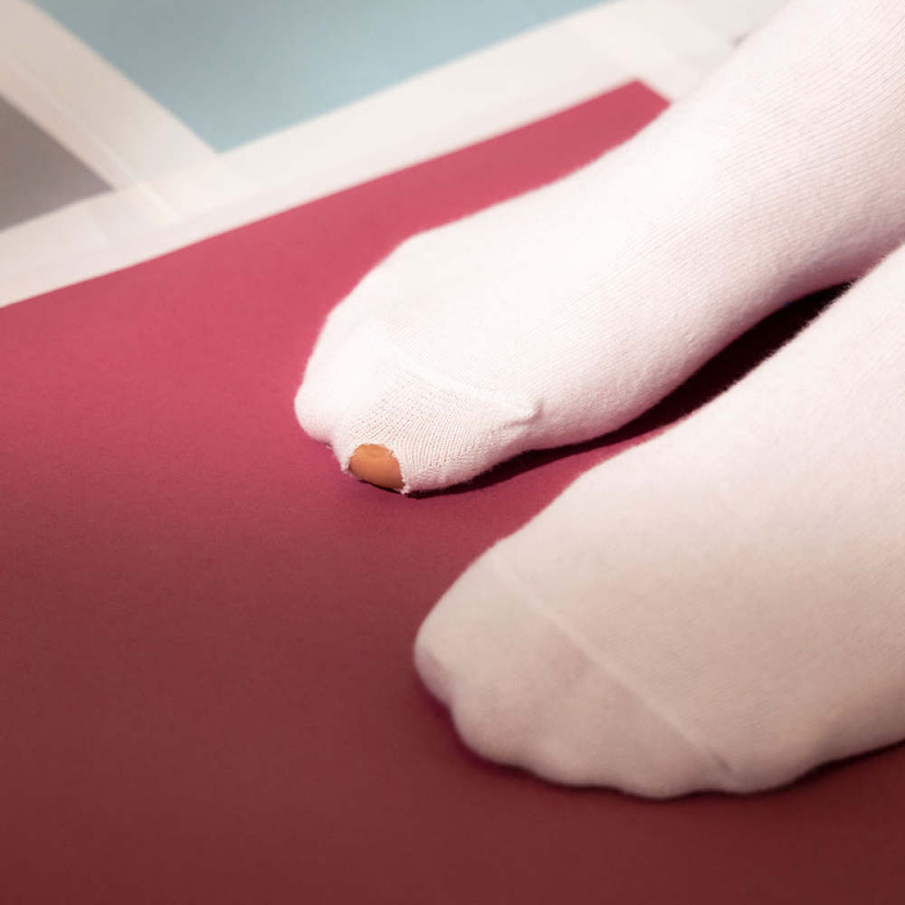 Hohe Sportsocken mit Streifen aus Bio-Baumwolle Schwarz