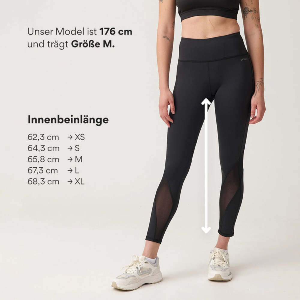 High Waist Leggings Reflective aus recyceltem Polyester Schwarz