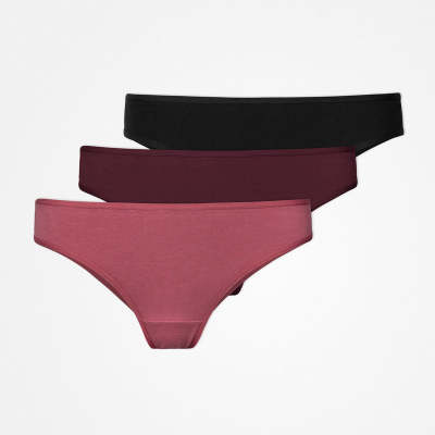 Brazilian Slips aus Bio-Baumwolle Mix (Mauve/Weinrot/Schwarz)