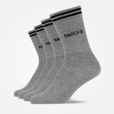 Hohe Sportsocken mit Streifen aus Bio-Baumwolle Grau