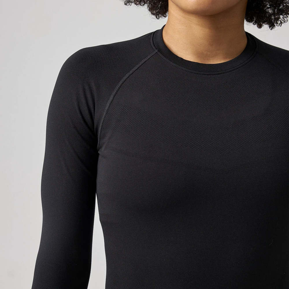 Sportshirt langarm Damen Schwarz