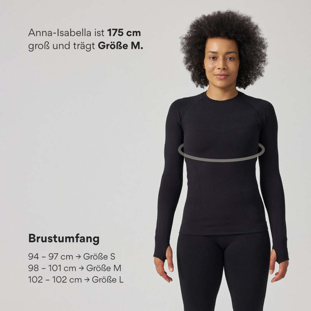 Sportshirt langarm Damen Schwarz
