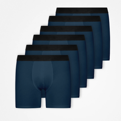 Lange Boxershorts ohne Logo aus Bio-Baumwolle Blau