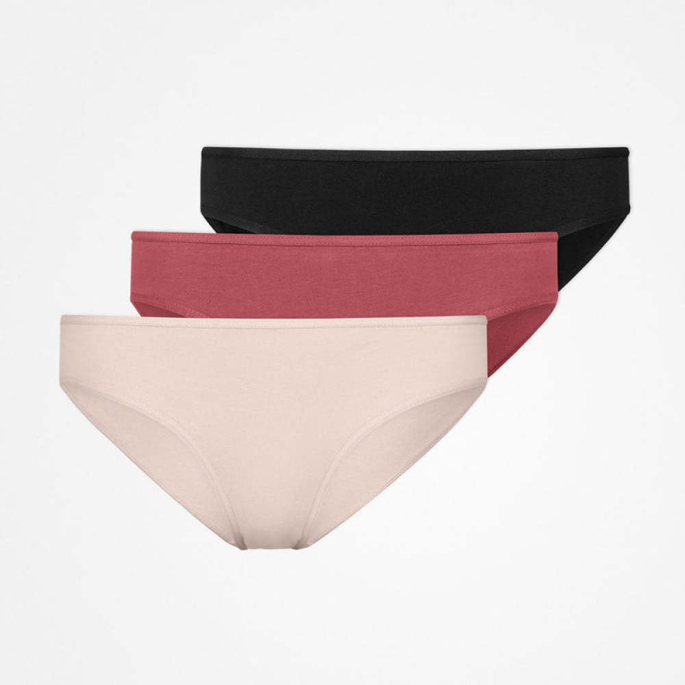 Damenslips aus Bio-Baumwolle Mix (Apricot/Mauve/Schwarz)