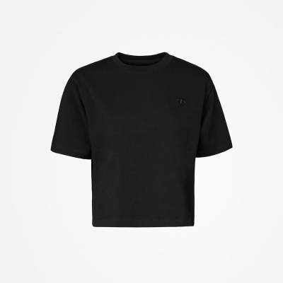 T-Shirt Cropped Damen aus Bio-Baumwolle Schwarz