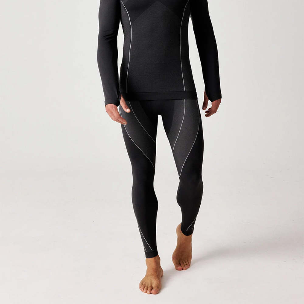Thermounterhose Herren aus recyceltem Polyester Schwarz