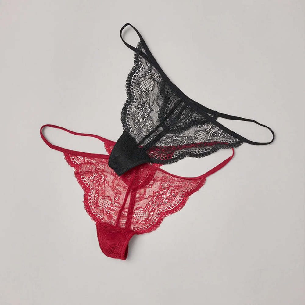 G-String aus Spitze Schwarz