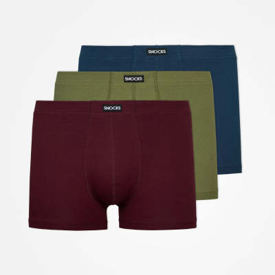 Retro Boxershorts aus Bio-Baumwolle Mix (Rot/Olive/Blau)