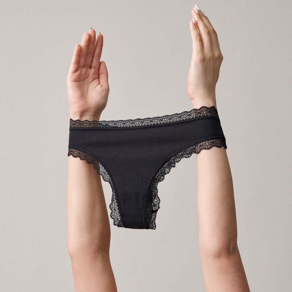 Tangas mit Spitze aus Bio-Baumwolle Mauve
