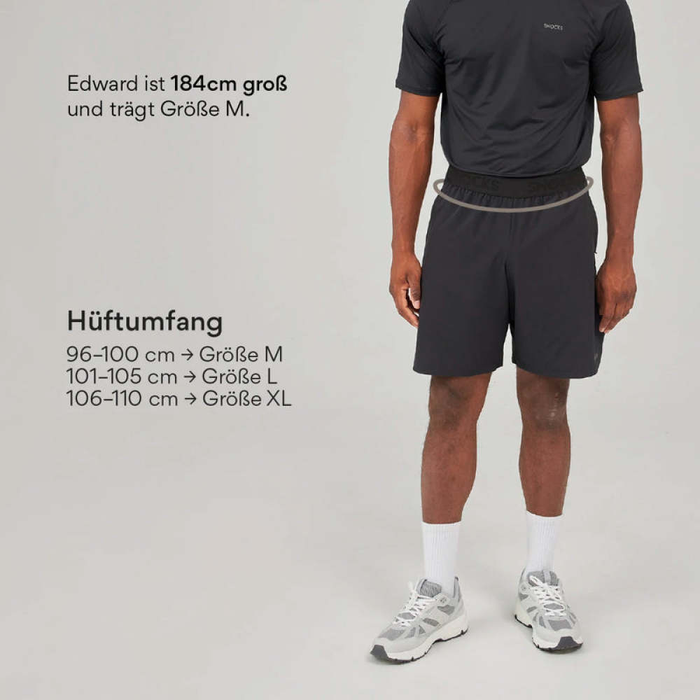 Kurze Sporthose mit Logo Herren Schwarz