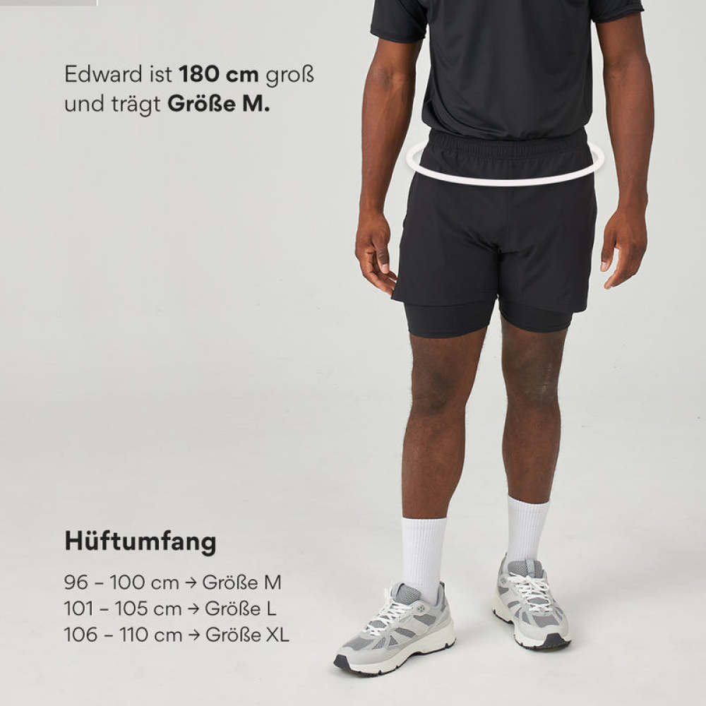 2 in 1 Shorts Herren Schwarz