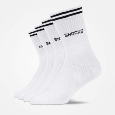 Hohe Sportsocken mit Streifen aus Bio-Baumwolle Weiß