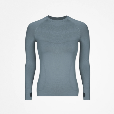 Sportshirt langarm Damen Taubenblau