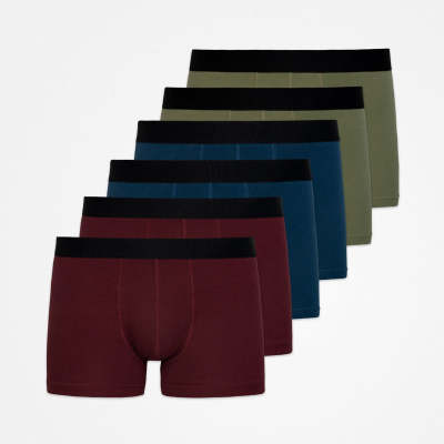 Boxershorts ohne Logo aus Bio-Baumwolle Mix (Rot/Olive/Blau)