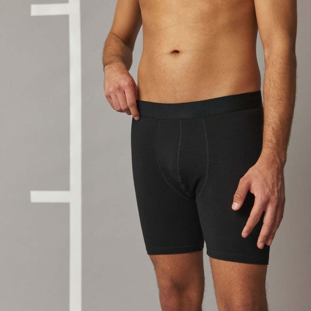 Lange Boxershorts ohne Logo aus Bio-Baumwolle Mix (Schwarz/Grau/Hellgrau)