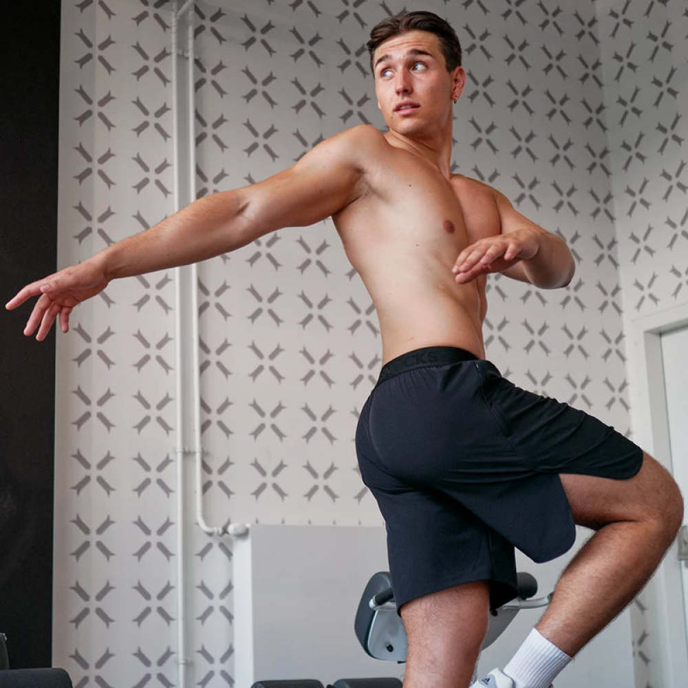 Kurze Sporthose mit Logo Herren Schwarz