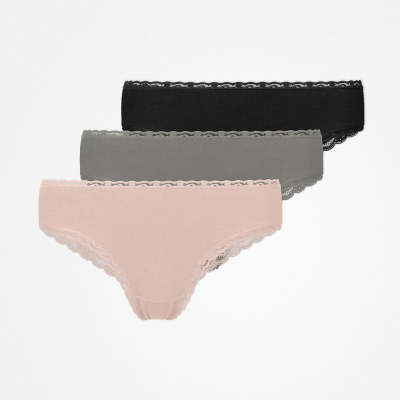 Brazilian Slips mit Spitze aus Bio-Baumwolle Mix (Apricot/Grün/Schwarz)