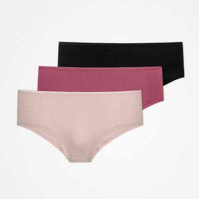 Hipster Panties aus Bio-Baumwolle Mix (Apricot/Mauve/Schwarz)