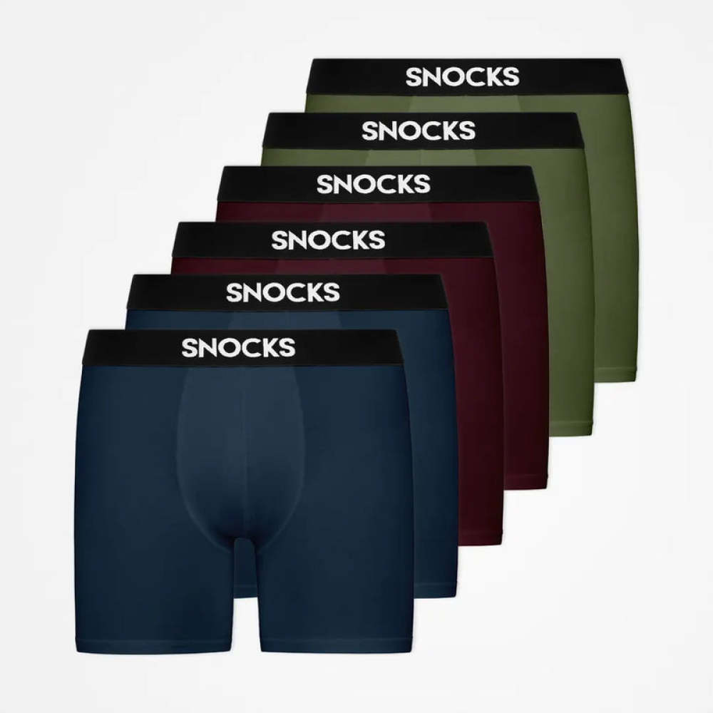 Lange Boxershorts aus Bio-Baumwolle Mix (Rot/Olive/Blau)