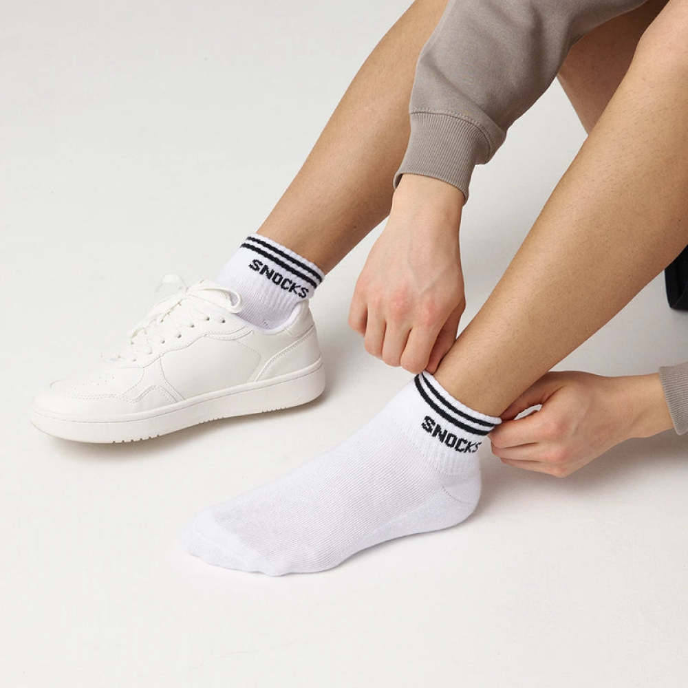 Retro Sneaker Socken aus Bio-Baumwolle Weiß (SNOCKS)