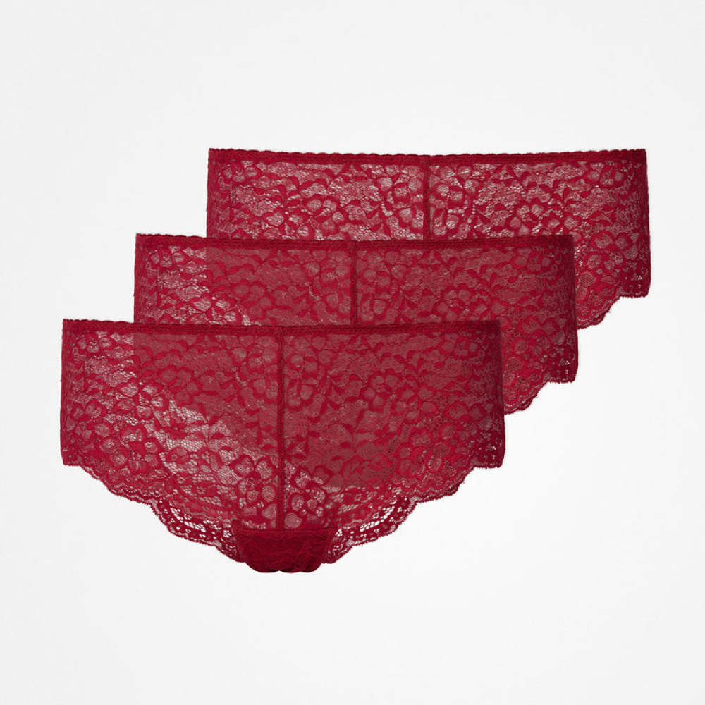 Hipster Panties aus Spitze Dunkelrot