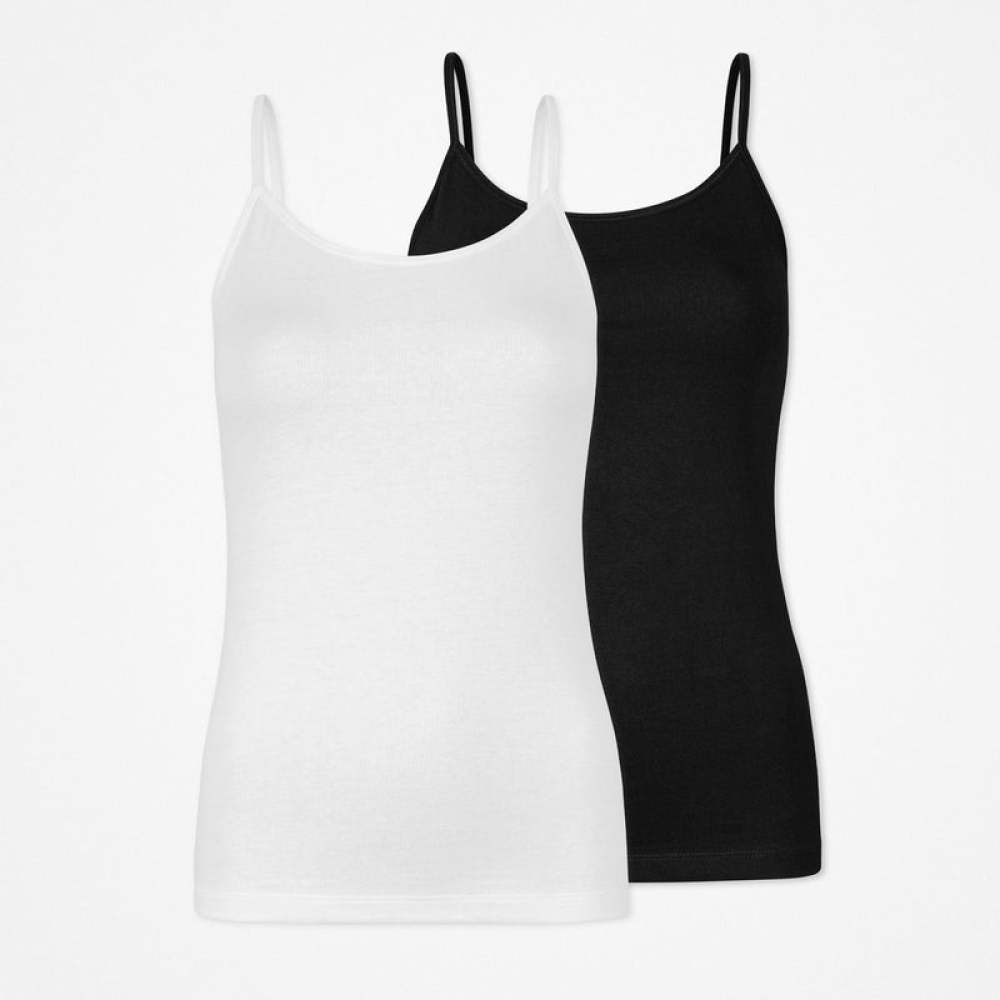 Damen Spaghetti Tops aus Bio-Baumwolle Schwarz-Weiß