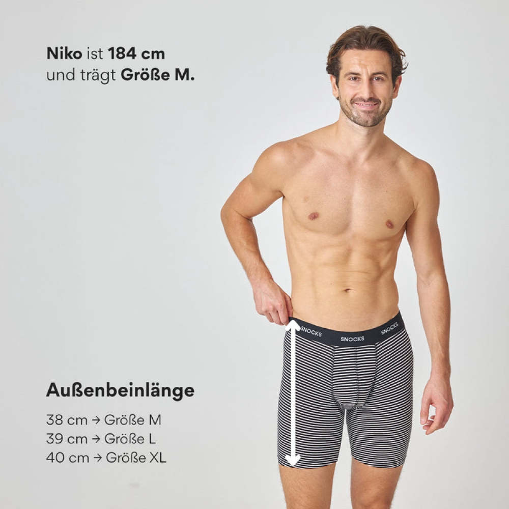 Lange Boxershorts mit Streifen aus Bio-Baumwolle Blau (Streifen)