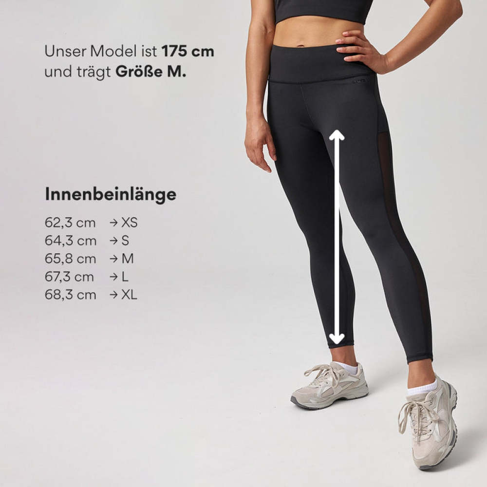 High Waist Leggings Mesh aus recyceltem Polyester Schwarz