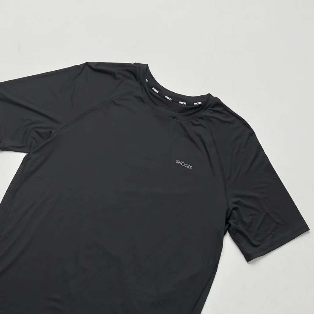 Trainingsshirt Raglan Herren aus recyceltem Polyamid Schwarz