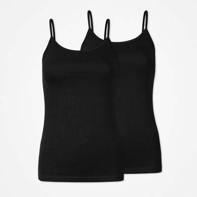 Damen Spaghetti Tops aus Bio-Baumwolle Schwarz