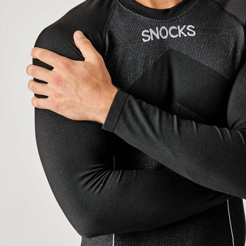 Thermounterwäsche Herren mit Daumenloch aus recyceltem Polyester Dunkelgrün
