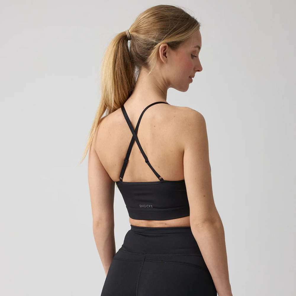 Sport-BH X Back aus recyceltem Polyester Schwarz