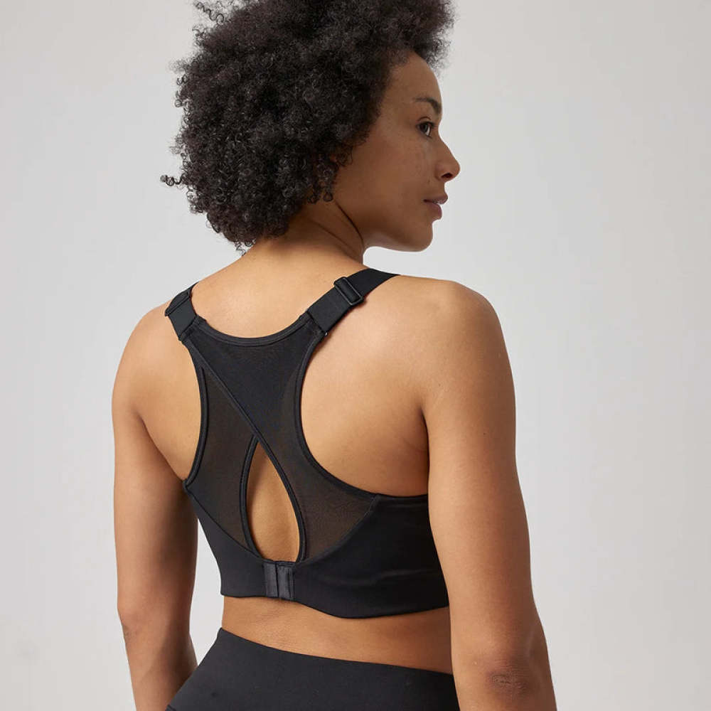 Sport-BH Mesh aus recyceltem Polyester Schwarz