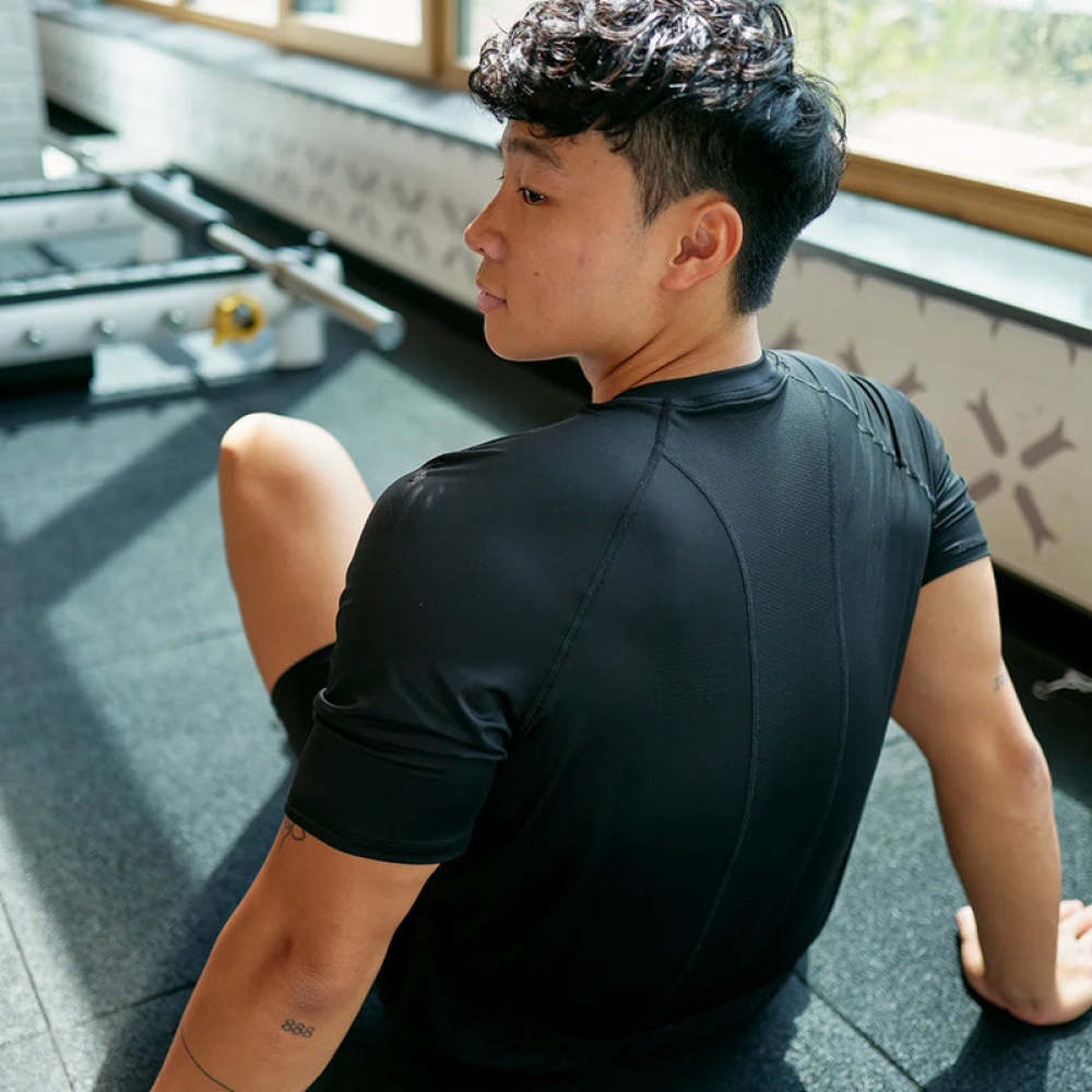 Trainingsshirt Raglan Herren aus recyceltem Polyamid Schwarz