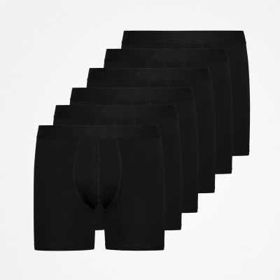 Lange Boxershorts ohne Logo aus Bio-Baumwolle Schwarz
