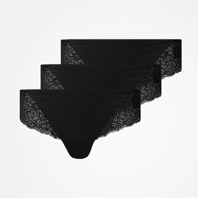 Brazilian Slips mit Spitze lace romance aus Bio-Baumwolle Schwarz