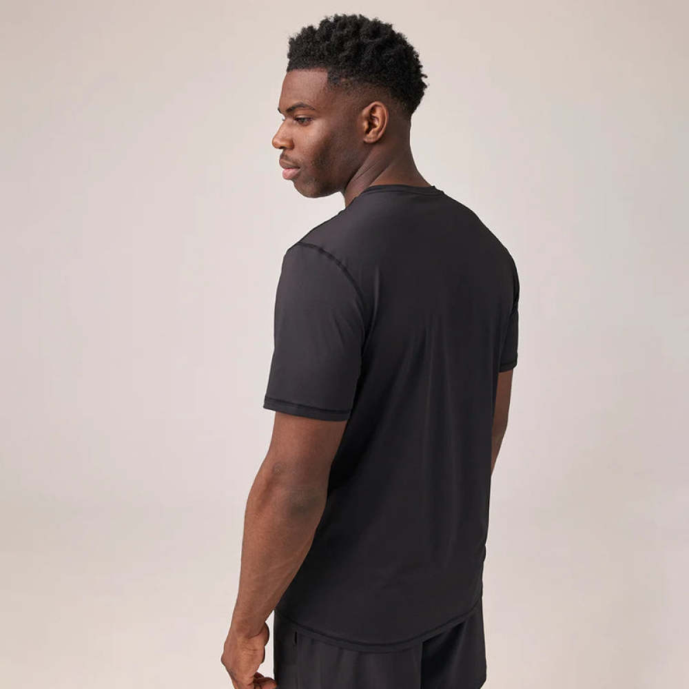 Trainingsshirt mit Reflexstreifen Herren aus recyceltem Polyamid Schwarz