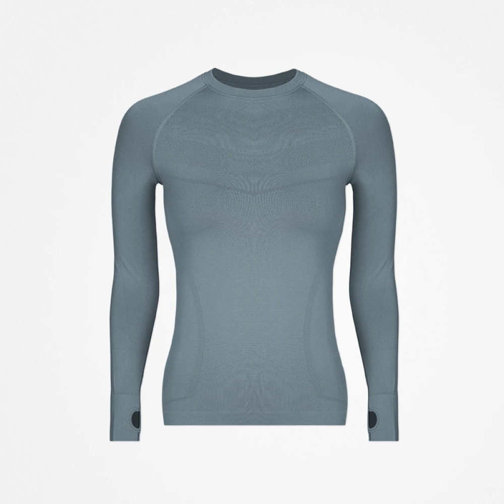 Sportshirt langarm Damen Taubenblau