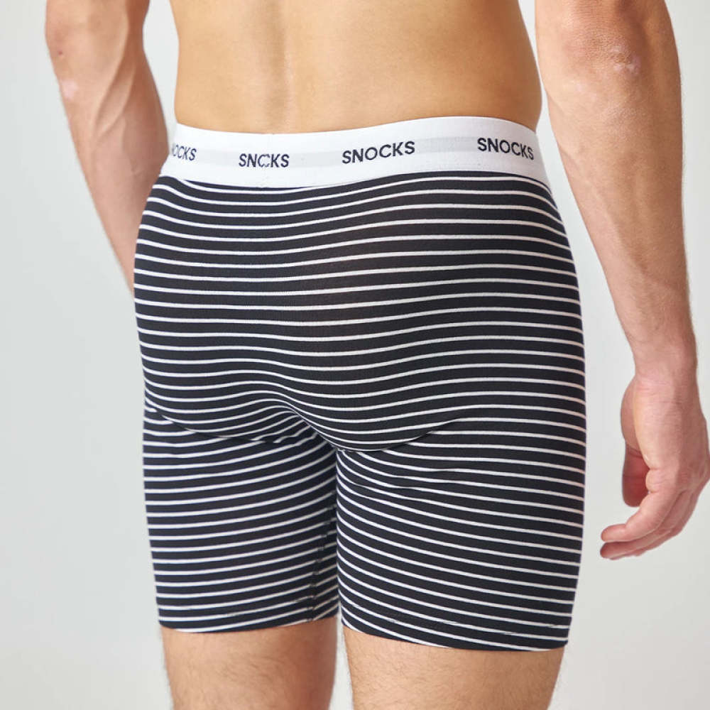 Lange Boxershorts mit Streifen aus Bio-Baumwolle Blau (Streifen)