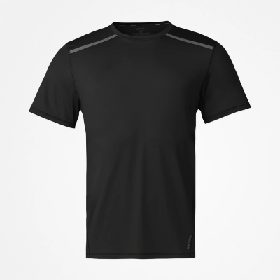 Trainingsshirt mit Reflexstreifen Herren aus recyceltem Polyamid Schwarz